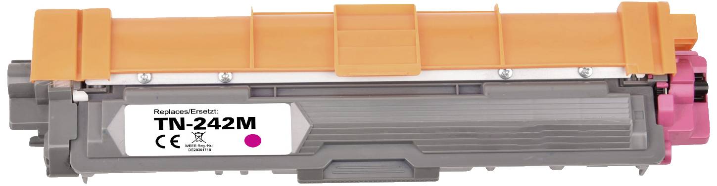 Toner cartridge, model 'TN-242M', with an orange handle and grey casing, suitable for laser printers.