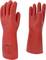 Two red rubber insulating gloves, suitable for work under electrical voltage.