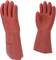 Two red rubber safety gloves, standing upright, suitable for electrical safety.
