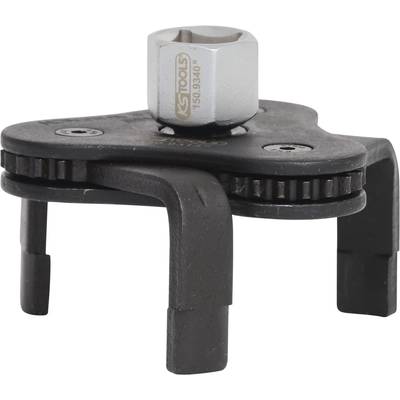 'Metal oil filter wrench with three gripping arms, suitable for various filter sizes. Robust construction, ideal for maintenance work.'