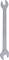 A silver spanner with open-ended jaws, suitable for tightening and loosening screws of various sizes.