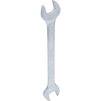Silver spanner with two open-ended heads in different sizes.