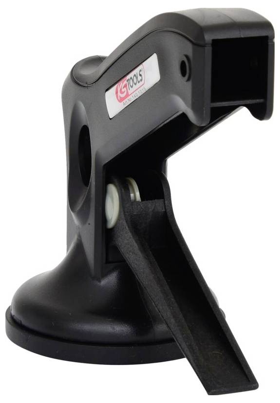 A black handheld tool with a labeled sticker, featuring a curved shape and a visible angled lever or blade at the bottom.
