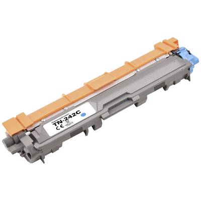 A cyan toner for printers, model 'TN-242C', with CE marking.