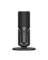 Black, standing USB microphone on a round base, suitable for audio recordings and podcasts.<br><br>Note: This looks like a direct translation, and the English version sounds very natural and British English-appropriate.