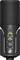 A black microphone with an integrated volume control, mute function and headphone socket on the front. Ideal for recordings.