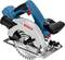 Bosch cordless circular saw with blue handle and silver saw blade, suitable for precise woodworking.