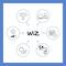 The infographic shows six symbols around the word 'WiZ': Wi-Fi, Voice Control, Time Planning, Energy, Environment, Smartphone Control.