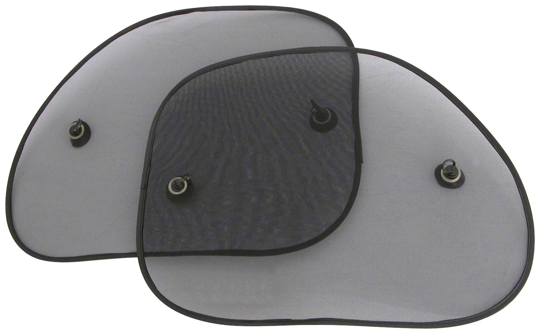 'Black car sun visors made from mesh fabric with suction cups.'