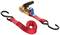 Black ratchet strap with a red band, suitable for securing items.