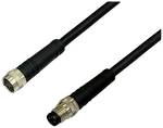 M8 sensor/actuator extension cable PUR, plug straight on coupling, 3-pin, 0.25mm², black, 5 m