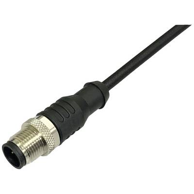 A black electric cable with a metal connector terminating in a screw plug. Suitable for industrial applications.