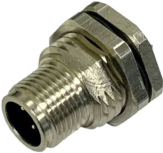 A metallic connector, cylindrically shaped, with multiple electrical contacts. Suitable for electrical connections in devices.