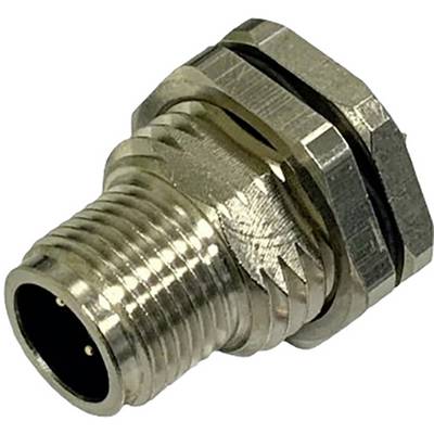 Metal threaded connector with hexagonal nut, suitable for industrial or electronic applications.