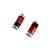 Two red glass vials with silver caps, suspended vertically, one of them labelled 'SOD-80C'.