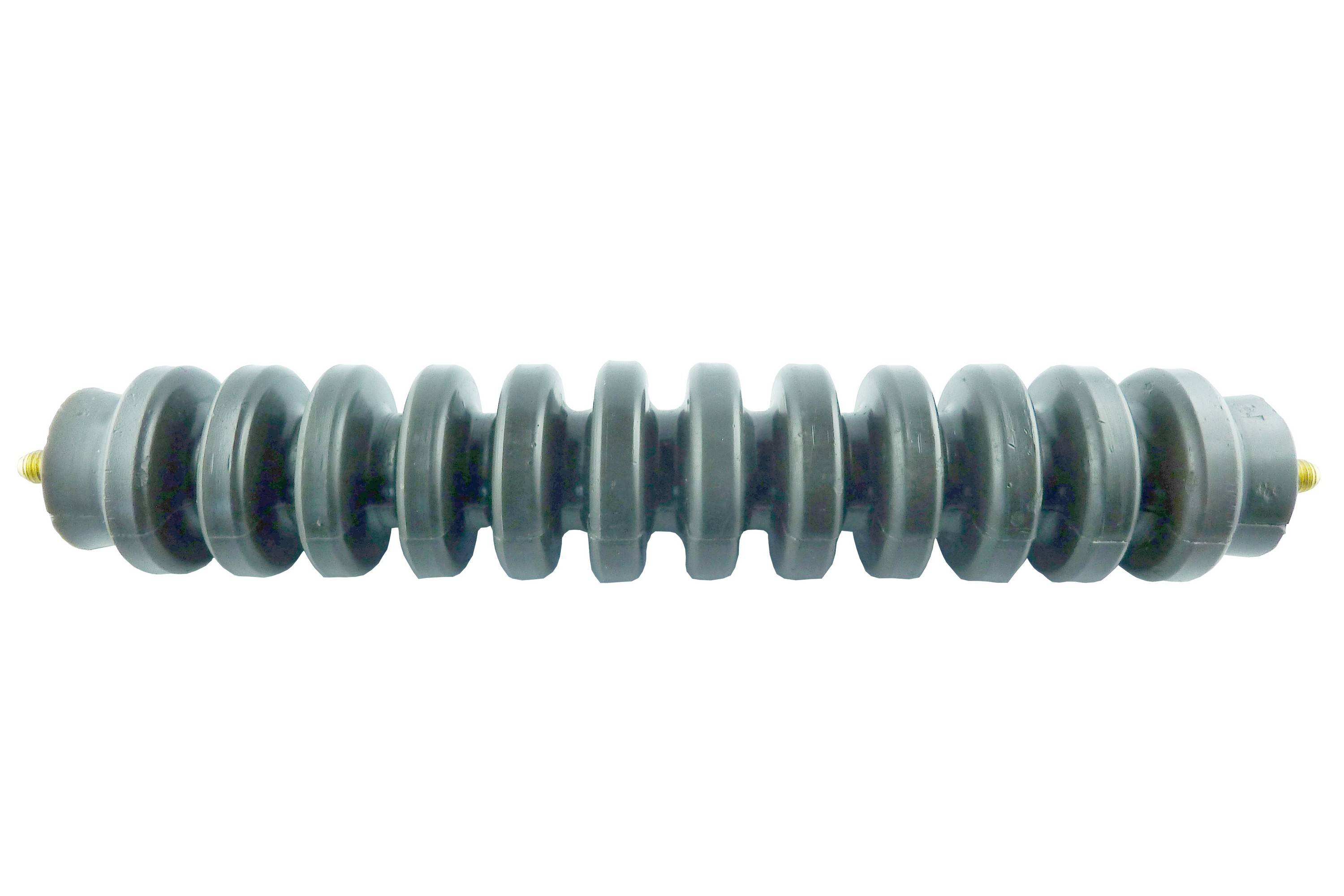 A grey, cylindrical component rod with several evenly distributed ribs, likely part of a machine construction.