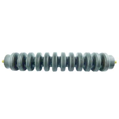 A grey, cylindrical component rod with several evenly distributed ribs, likely part of a machine construction.
