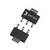 A black SOT-223 semiconductor component with four connecting leads, used in electronic circuits.