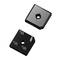 Two black electronic rectifiers in a square shape with metal contacts and markings for positive and negative poles.