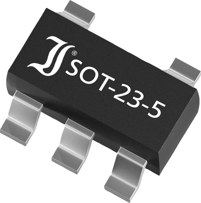 An electronic component in a SOT-23-5 package, with five metal terminals. Package marking: SOT-23-5.