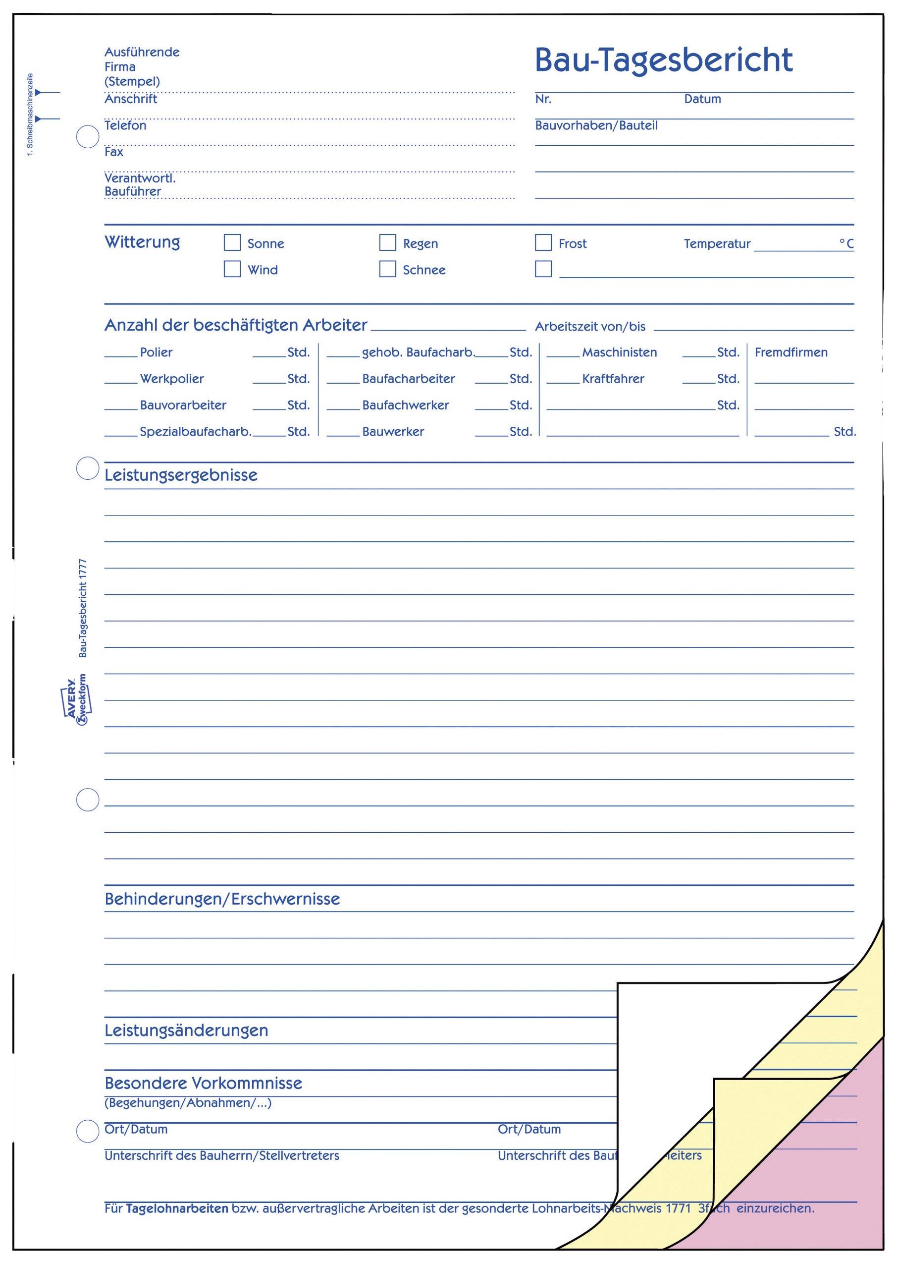 'Construction Daily Report' Form with fields for Date, Project Name, Weather Conditions, Number of Workers, Achievements, and Special Incidents.