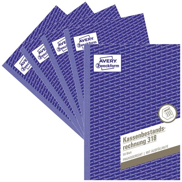 Avery-Zweckform Cash balance sheet 318-5 A5 White No. of sheets: 50