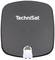 TechniSat satellite dish, square-shaped, black design, displaying brand logo. Ideal for households with satellite reception.