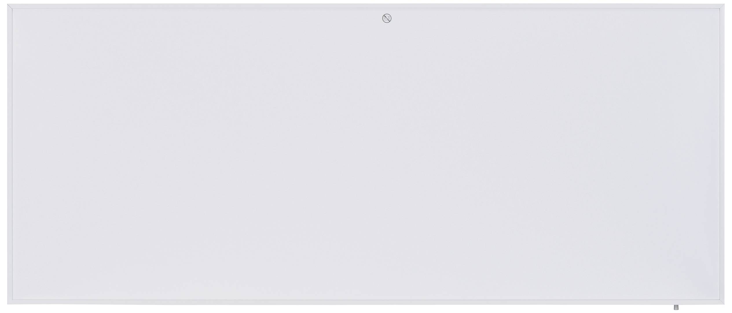 A blank white whiteboard with a small round cap at the top.