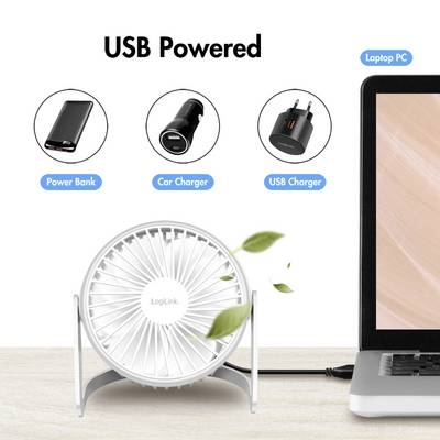LogiLink UA0402 USB fan 2 W (Ø x H) 12.7 cm x 115 mm White Swivelling-7