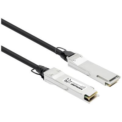 Two silver data cables with connectors for high-speed connections, marked with 'CE', lying side by side.