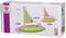 Packaging of a wooden toy boat with a green sail. 'Eichhorn' brand shows two boats. Age recommendation: from 2 years old.