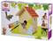 A bird house craft set packaging 'Eichhorn Outdoor', shows a painted bird house, paintbrushes, colours and pictures of children crafting.