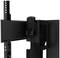 A black TV wall mount with an adjustable arm and a remote control holder. Suitable for flat-screen televisions.