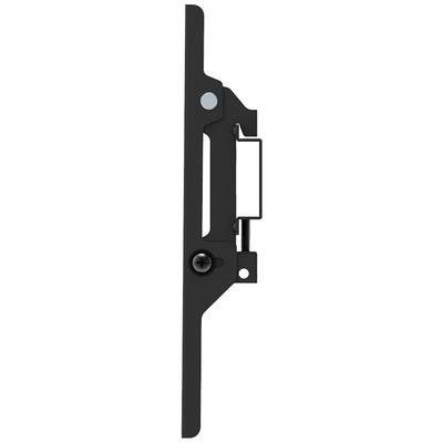 Black mechanical component with a lever and screw, likely part of a locking or closing mechanism.