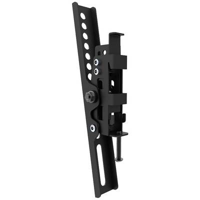 A adjustable black metal bracket with multiple screw holes, potentially for mounting on a wall or device.