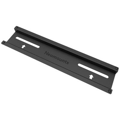 A black mounting bracket with 'Neomounts' written on it and two arrows pointing to the slots.