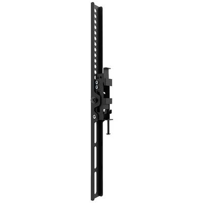 Mounting device made of black metal with an adjustable screw and holes that allow for flexible attachment.