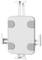 A white, rectangular mobile phone holder with grey, pivoting brackets on all sides, designed for various device sizes.