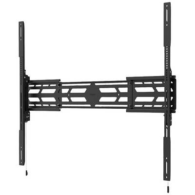 Black metal TV wall mount with multiple fixing points, suitable for large flat-screen televisions.
