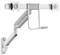 Monitor arm with adjustable joints and brackets, suitable for wall mounting, enables flexible screen positioning.