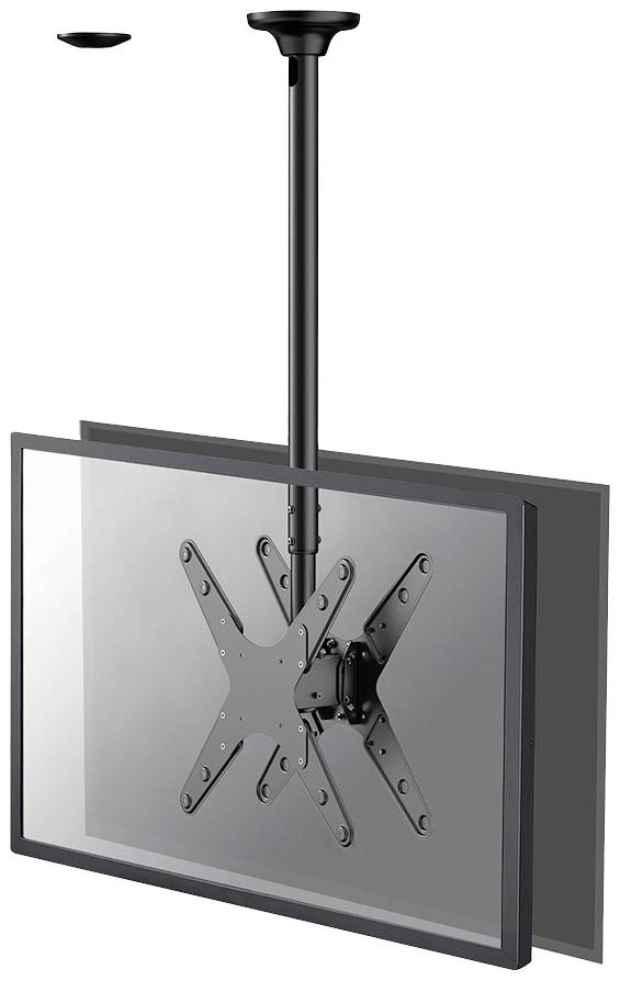 Ceiling mount for flat-screen televisions, height-adjustable, rotating. Suitable for large screens in offices or conference rooms.