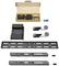 Wall mounting kit for televisions, consisting of installation instructions, screws, drill and metal brackets in an opened cardboard box.