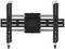 A black, wall-mounted metal TV bracket with adjustable arms that can be adapted for different TV sizes.