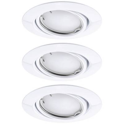 Three adjustable recessed spotlights in white, with a circular design. The spotlights are arranged in a vertical line and are suitable for focused lighting.