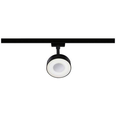 Round, modern ceiling spotlight in black mounting, suitable for targeted lighting in interior spaces.