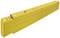 Yellow wooden folding ruler, spread out, showing centimetre and millimetre markings.