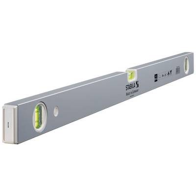 Metal spirit level with two integrated bubble vials for precise measurement of horizontal and vertical planes.