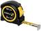 A black tape measure with a yellow indicator from the 'Stabila' brand, extendable up to 3 metres.