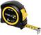 Black and yellow retractable tape measure with 'Stabila BM 100' inscription, showing 3 metres on the measuring scale, suitable for length measurements.