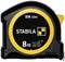 A black and yellow tape measure with the inscription 'STABILA BM 100'. It measures up to 8 metres or 26 feet.